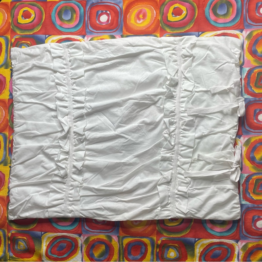 White Ruffled Pillow Sham PillowCase Standard 19"x25" Ruffles Ties Boho Classic